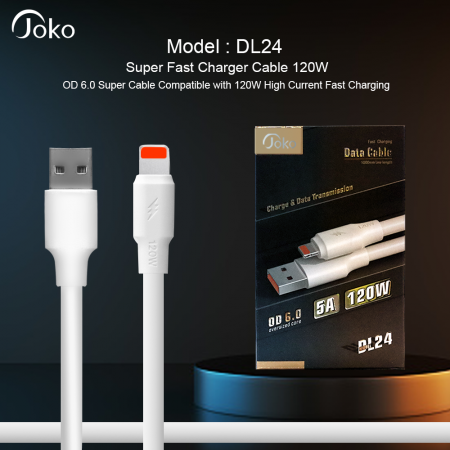 JOKO Super Fast Charger Cable OD 6.0 120W Charge & Data Transmission iPhone Lightning DL-24