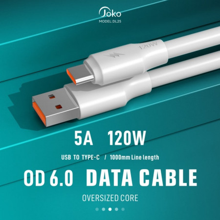 JOKO Super Fast Charger Cable OD 6.0 120W Charge Data Transmission DL-25