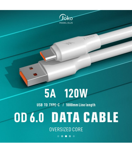 JOKO Super Fast Charger Cable OD 6.0 120W Charge Data Transmission DL-25