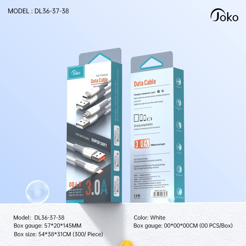 JOKO Fast Charging Data Cable 1000mm line length 3.0A Model DL38 TYPE-C