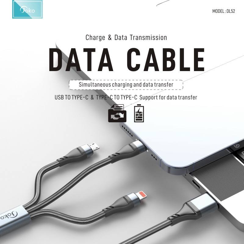 Joko fast charge cable 2 to 3 - USB/Type-C/ to Micro/Lightning/Type-C 20W DL52