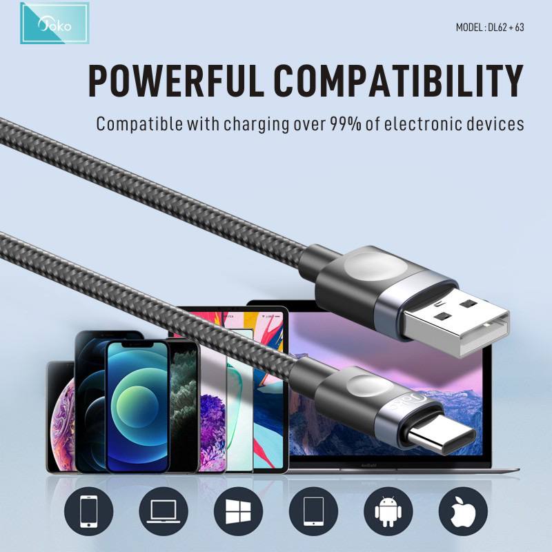 JOKO Charging Cable with Fast Charging Power Model: DL62iPhone DL63Type-c