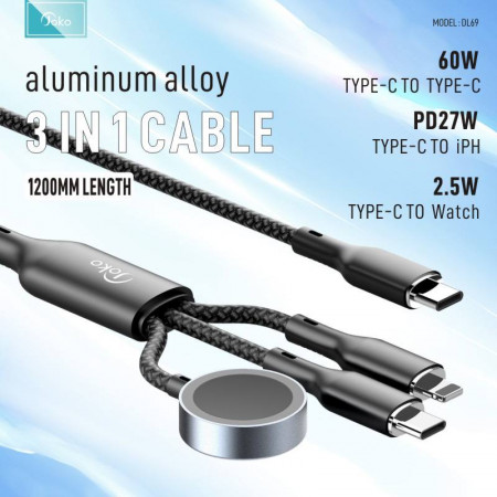 3in1 charging cable with fast charging power that can be used for both Lighting Type-C and Wireless Model :DL69