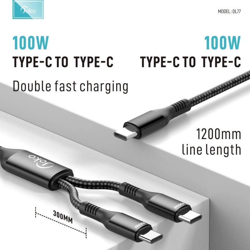 JOKO DL76 Charging Cable, Lightning and Type-C Fast Charging 100W