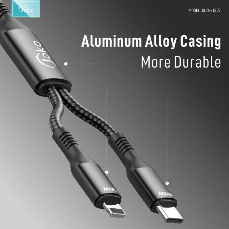 JOKO DL76 Charging Cable, Lightning and Type-C Fast Charging 100W