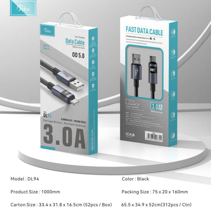 JOKO Charging Cable with Power Out Fast Charging Up to 3A Model DL93 Iphone DL94TypeC