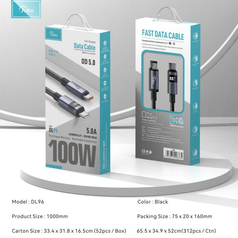 JOKO Charging Cable with Power Out Fast Charging Up to 5A Model DL95 Iphone DL96TypeC