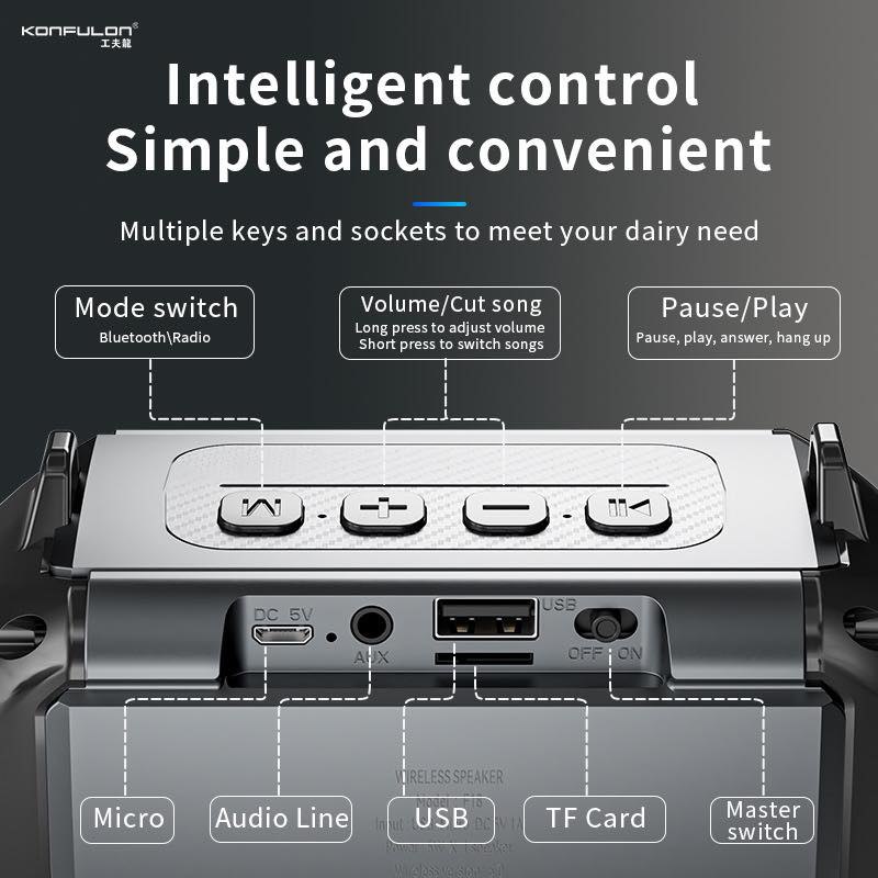 Konfulon Portable Wireless Speaker Low Power Consumption High Sound Quality F18