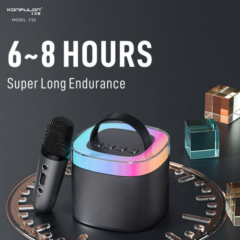 Konfulon mini bluetooth speaker home wireless k audio microphone outside singing small home KTV F20