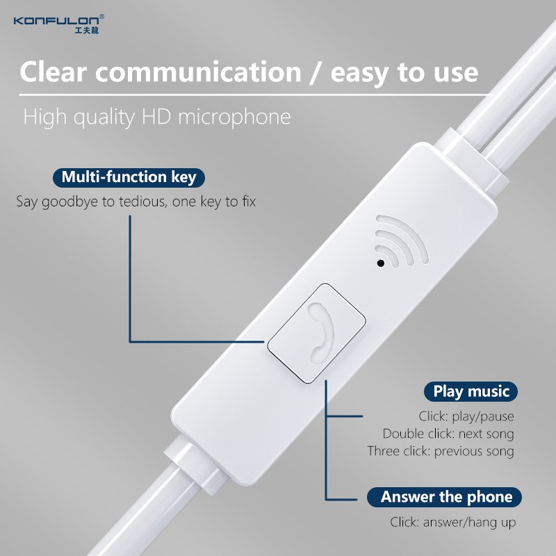 Konfulon Earphone 3.5 MM Hi-Fi Sub Woofer IN-25