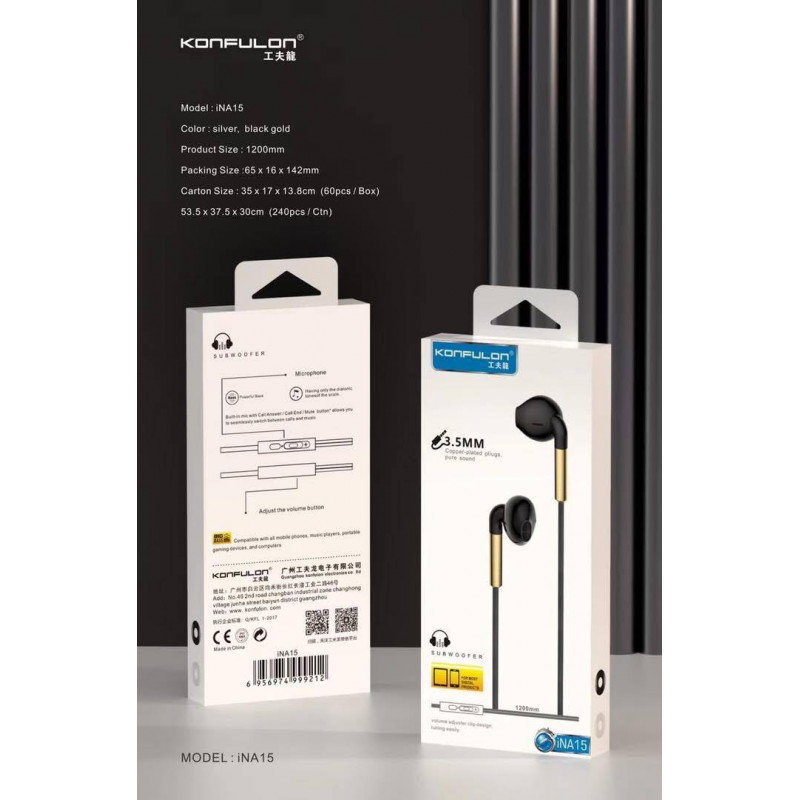 Konfulon earphone Super Bass IN-A15