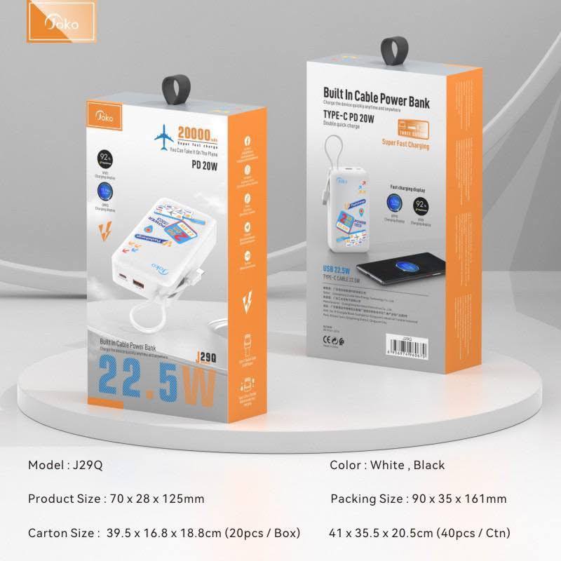 JOKO Power bank Fast charging 20000mAh Model J29Q