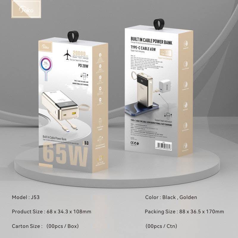 Joko Power bank 20000mAh Fast Charge 65W Model J53