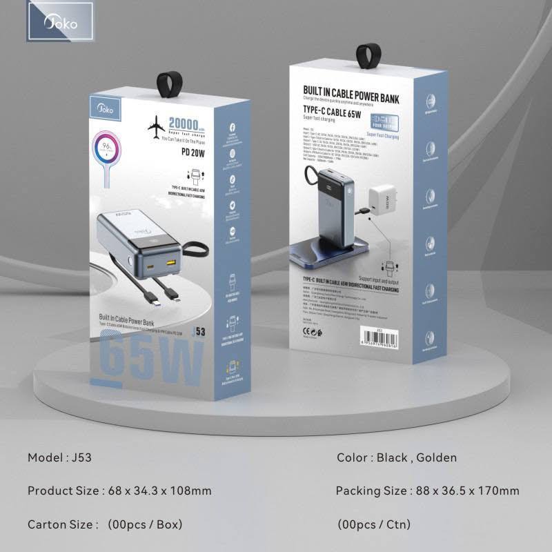 Joko Power bank 20000mAh Fast Charge 65W Model J53
