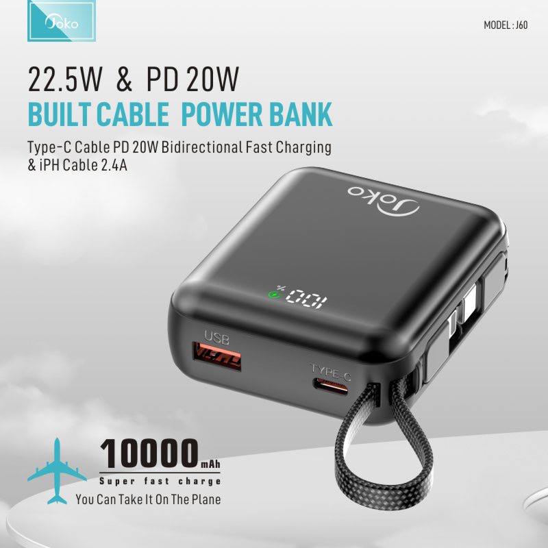 Joko USB22.5W PD20 fast charging power bank with 20000 mAh battery, model: J60