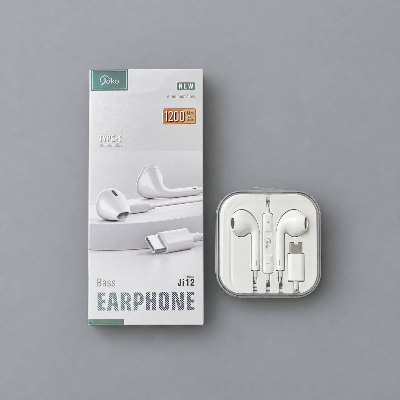 JOKO new wired earphones with good bass,  Type-C, 3.5mm, Lightning Model: JI11 (3.5mm) JI12 (Type-C) JI13 (Lightning)