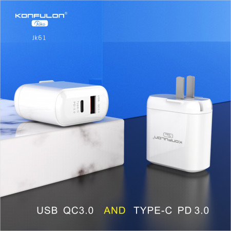 JoKo charger adapter support fastcharger QC 3.0 + PD 20W model : JK61 24W