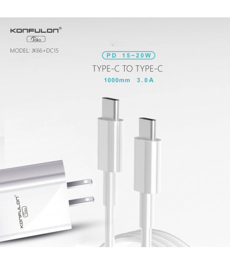 JoKo 18W fast charge PD charger Type-C charging cable Model: JK66+DC15