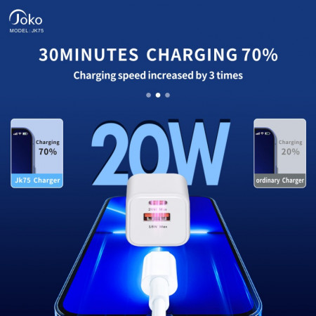 JOKO Adapter Charger + TYPE-C PD Cable JK75+DC-15