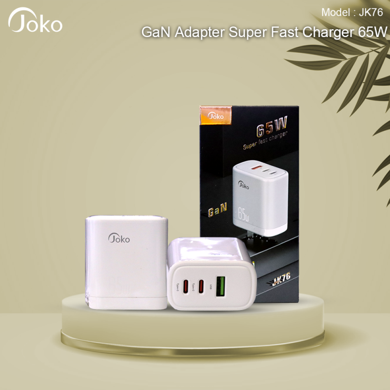 JOKO Mini Adapter Super Fast Charger GaN 65W + Cable iPhone Lightning Fast Charger  JK76 + DL21 20W 27W