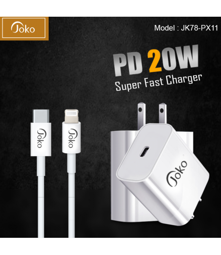 JOKO iPhone PD Lightning  Adapter Cable Fast Charger JK78 PX-11 20W