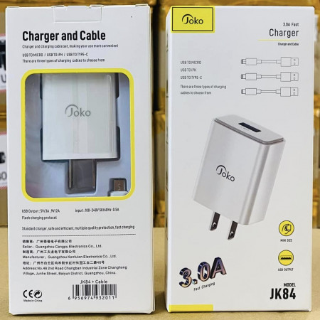 JOKO Mini Fast Charger Adapter + Cable JK84