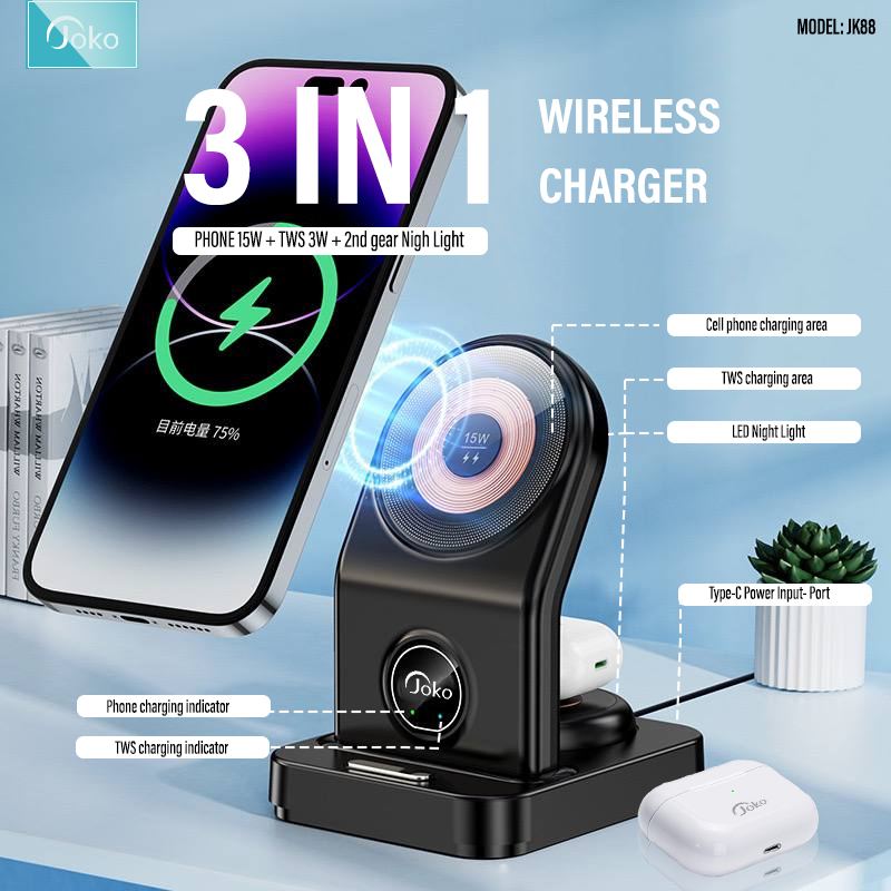 JOKO 3 IN 1 WIRELESS CHARGER MODEL JK88