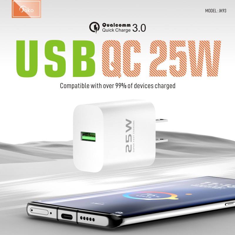 JOKO Set Fast Charge Adapter USB QC 25W Model: JK93