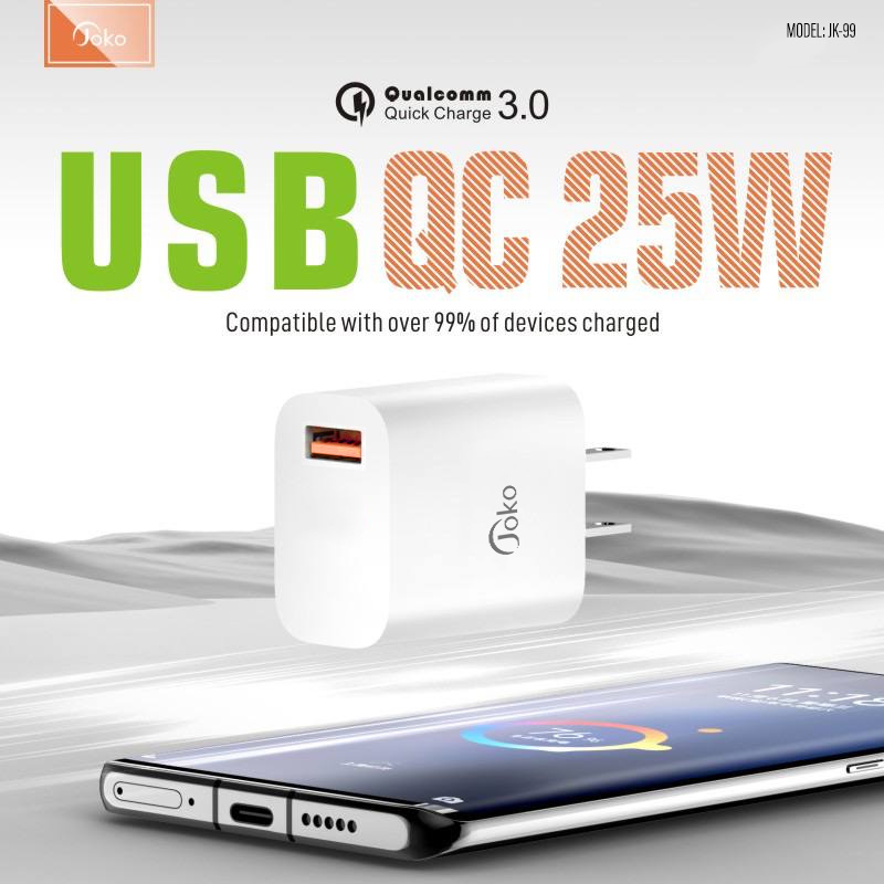 JOKO Set Fast Charge Adapter USB QC 25W Model: JK99