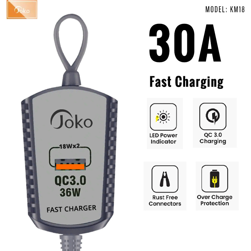 Joko ដង្កៀបអាគុយមាខ្សែរសាកជាប់ស្រាប់ប្រភេទ​Type-C ​ម៉ូឌែល: KM18