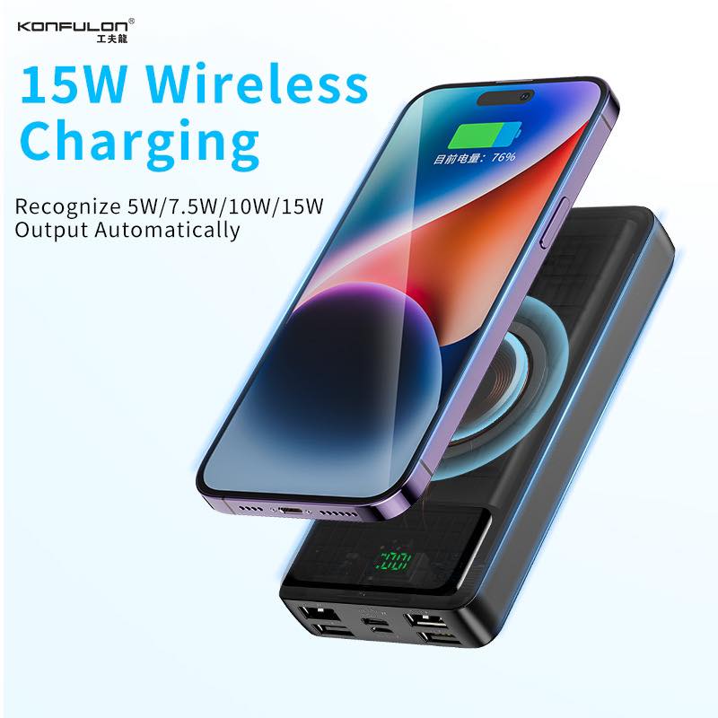 Konfulon Power Bank Wireless Fast Charge 22.5W PD 20W 20000mAh Model M17W 