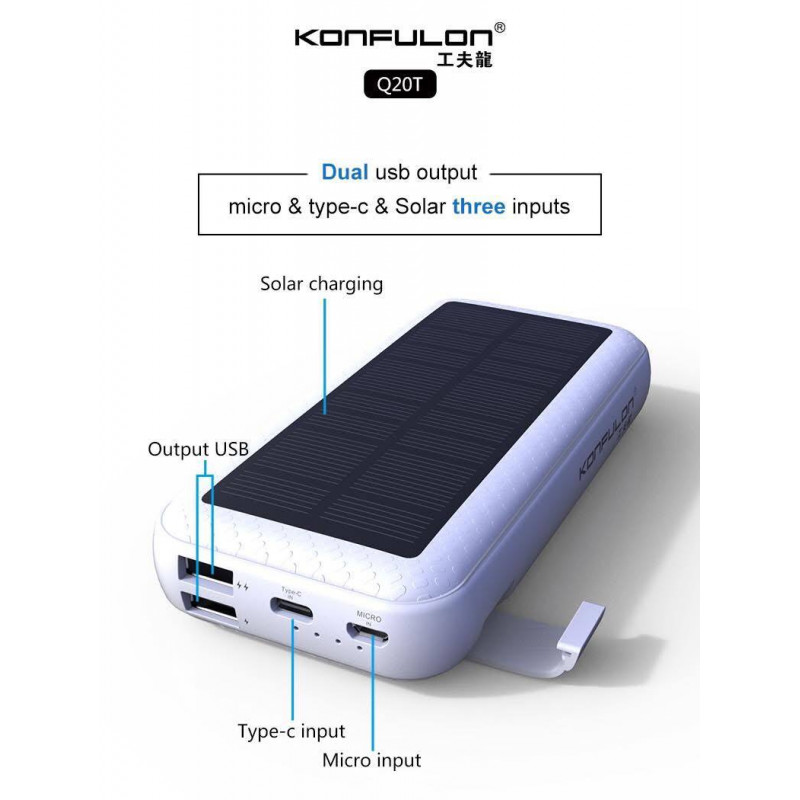 Konfulon Power bank Solar 20000mAh Model Q20T