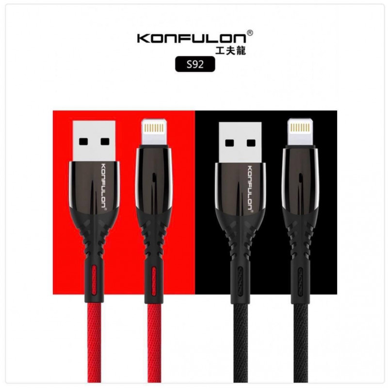 Konfulon Cable Charger 2.4A Model S91 Micro S92 iPhone S93 Type-C