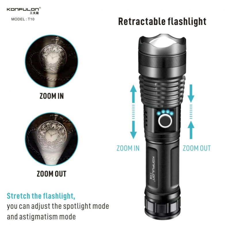 Konfulon Flashlight Waterproof Lighting Outdoor model T10