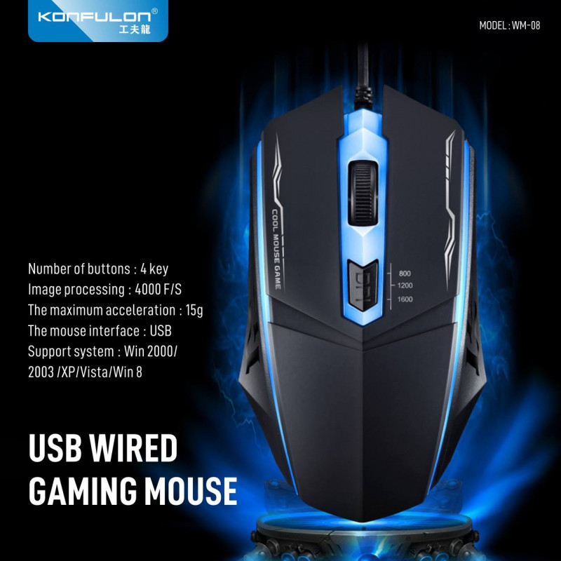 Konfulon USB Wired Gaming  Mouse Model: WM08