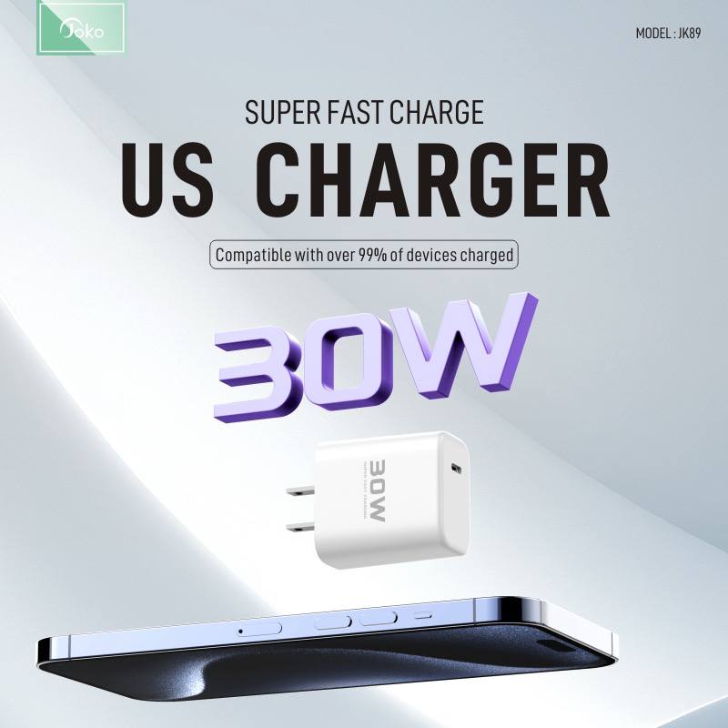 Joko Fast charge adapter 30W Model JK89 come with cable DC66 Lightning - cable DC67 Type-C