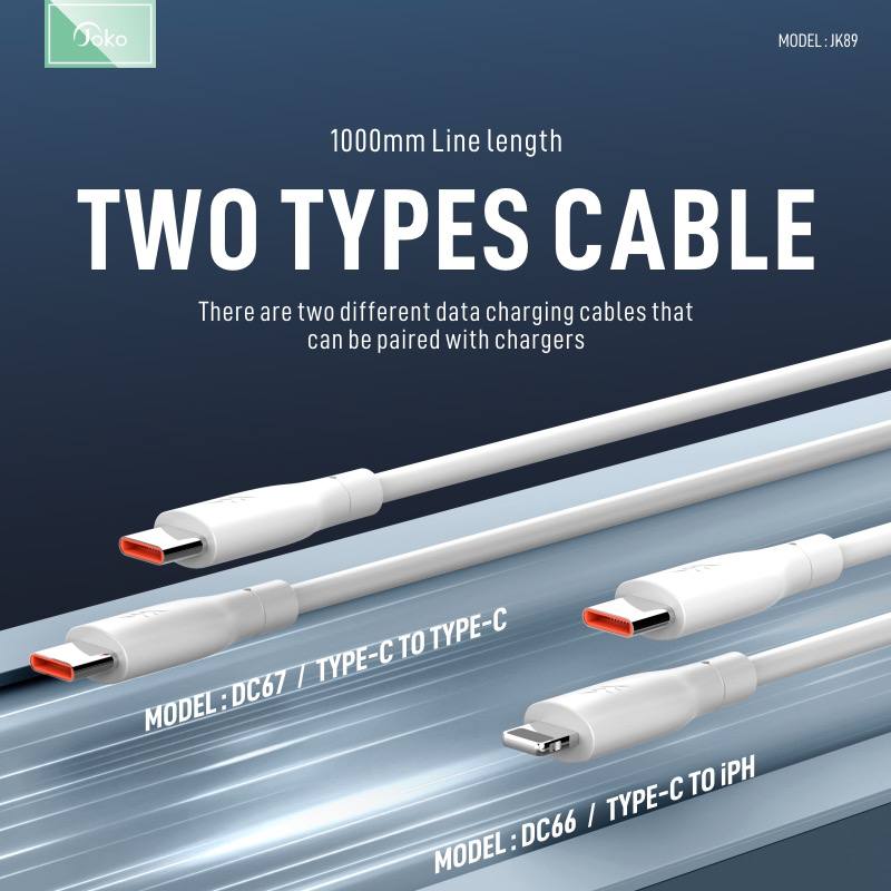 Joko Fast charge adapter 30W Model JK89 come with cable DC66 Lightning - cable DC67 Type-C