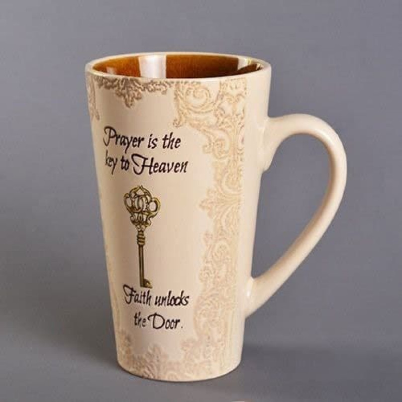  European-style high-footed embossed retro ceramic cup large-capacity student office cup