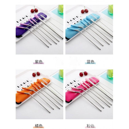 New 316 stainless steel straw set environmental protection drinking tube household milk tea thick metal elbow straw non-disposable
