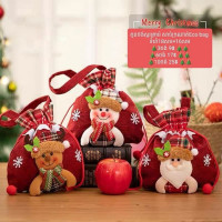 Le Gift  Christmas Apple Bag Snowman Gift Bag Christmas Eve Peace Fruit Packaging Bag Flannel Gift Tote Bag Apple Box