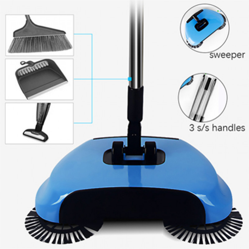 Spinning Cordless Lazy 3 in 1 Manual Floor Clean Machine Hand Push Sweeper Automatic Floor Magic Broom