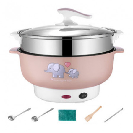 Multifunction Colorful Steam and Stew Pot Stainless Steel Electric Cooking Pot with Glass Lid