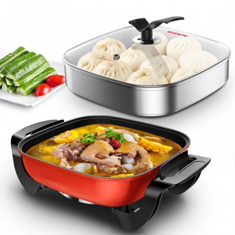 Kitchen multifunction temperature control korea hot pot barbecue and skillet with steamer
