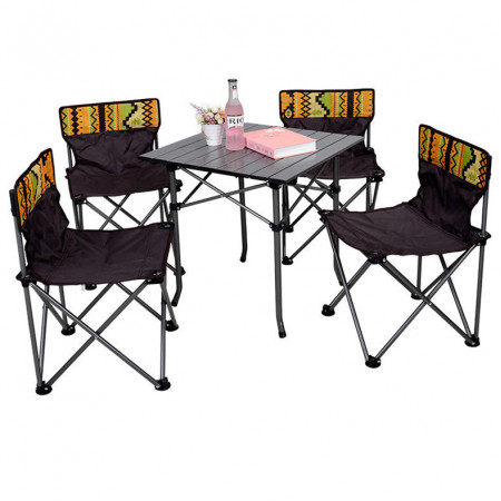 outdoor lightweight folding chair and table Five-piece set folding chairs