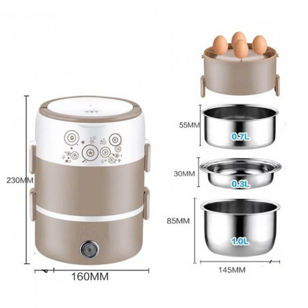 Portable food grade stainless steel food container electric heated lunch box for office