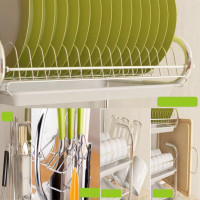 Lina store 3-Tier Metal Dish Rack and Drainboard Kitchen Plate Cup Dish Drying Rack with Tray Dryer