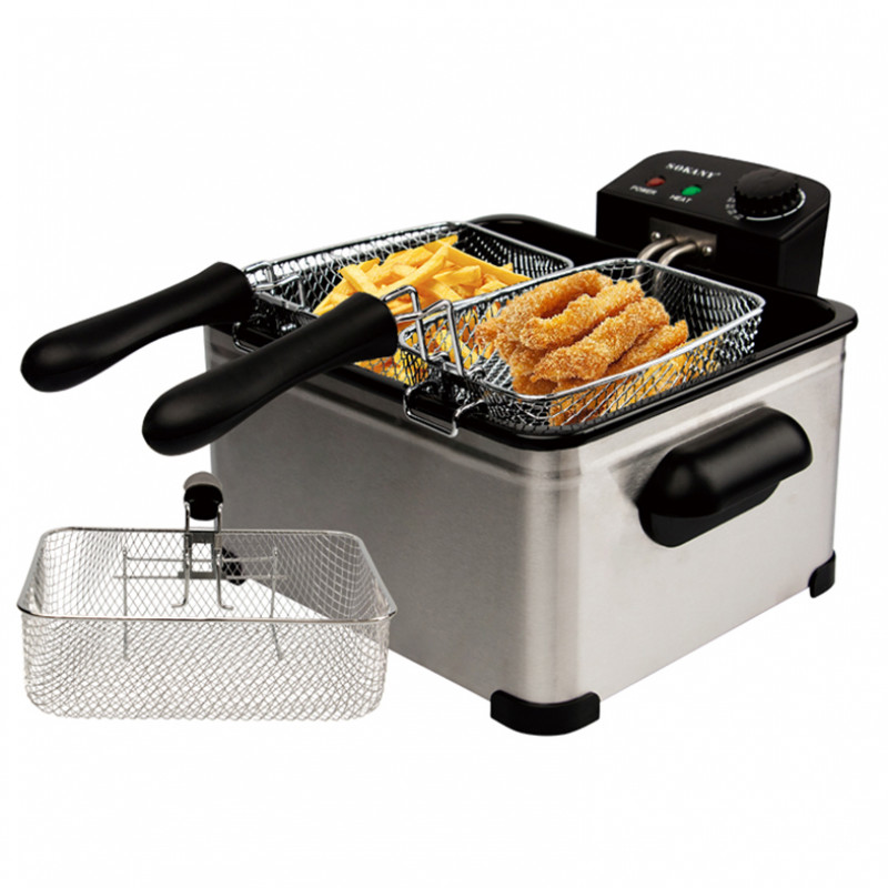 Deep Fryer 5L French Frying Machine Oven Hot Pot Fried Chicken Grill Adjustable Thermostat Kitchen Cookware