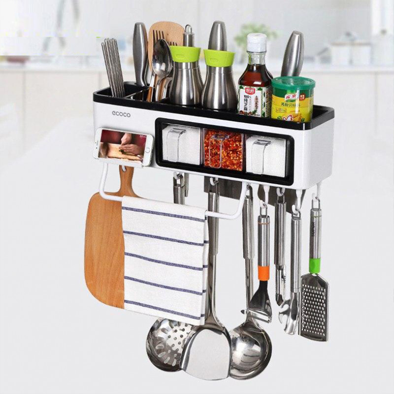kitchen seasoning box storage shelf kitchen utensils environmental protection wall-mounted storage shelf
