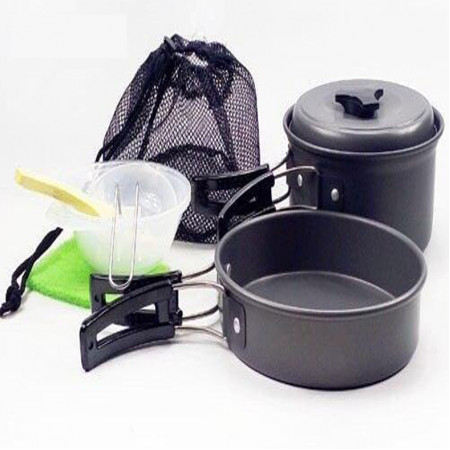 Easy-Carrying Lightweight Portable Camping cookware Mess kit Folding Cookset for Hiking Backpacking
