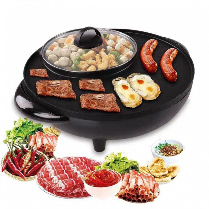 36ch Multi-functional indoor electric bbq grill with hot pot table